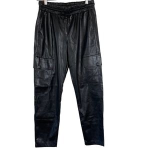 Zara Faux Leather Cargo Black Pants M